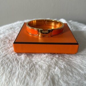 Orange Hermes Clic H Bracelet GM
